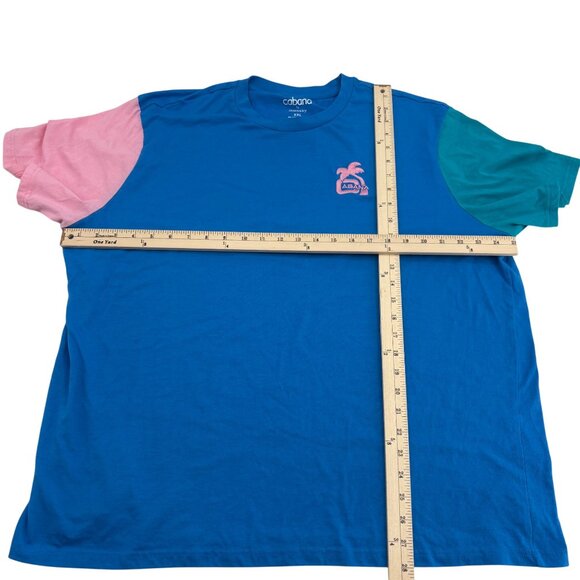 Color Block Cabana By Crown & Ivy T-Shirt XXL Blue/Pink/Teal Cotton/Polyester - Picture 3 of 4
